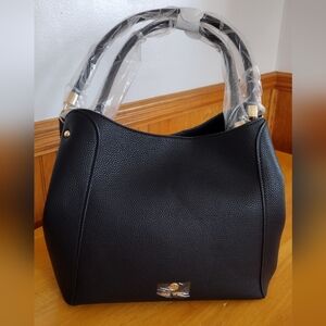 Nine West Etta Jet Set Carryall Purse Black NWT